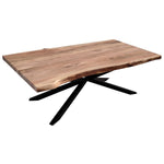 Coffee Table 130Cm Live Edge Solid Acacia Timber Wood Metal Leg -Natural