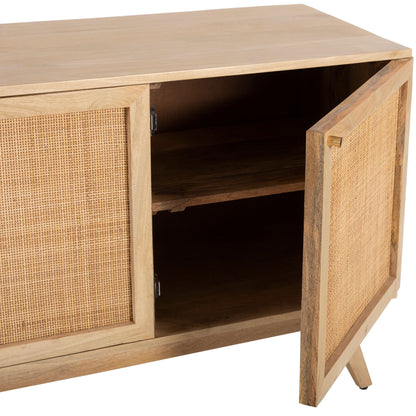 Buffet Table 150Cm 3 Door Solid Mango Wood Storage Cabinet Natural