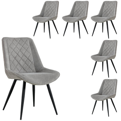 Dining Chair Set Of 4/6 Fabric Seat With Metal Frame - Granite