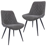 Dining Chair Set Of 2 Fabric Seat With Metal Frame - Graphite