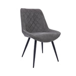 Dining Chair Set Of 2 Fabric Seat With Metal Frame - Graphite