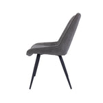 Dining Chair Set Of 2 Fabric Seat With Metal Frame - Graphite