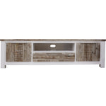 Entertainment Tv Unit 210Cm 2 Door Solid Acacia Timber -White Brush