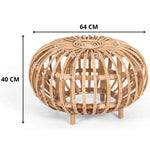 64Cm Rattan Round Side Sofa End Table - Natural