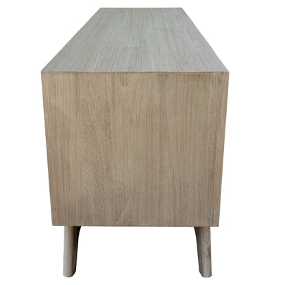 166Cm Entertainment Tv Unit 2 Door Solid Acacia Timber Brushed Smoke