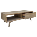 130Cm Coffee Table 2 Drawer Solid Acacia Timber Brushed Smoke