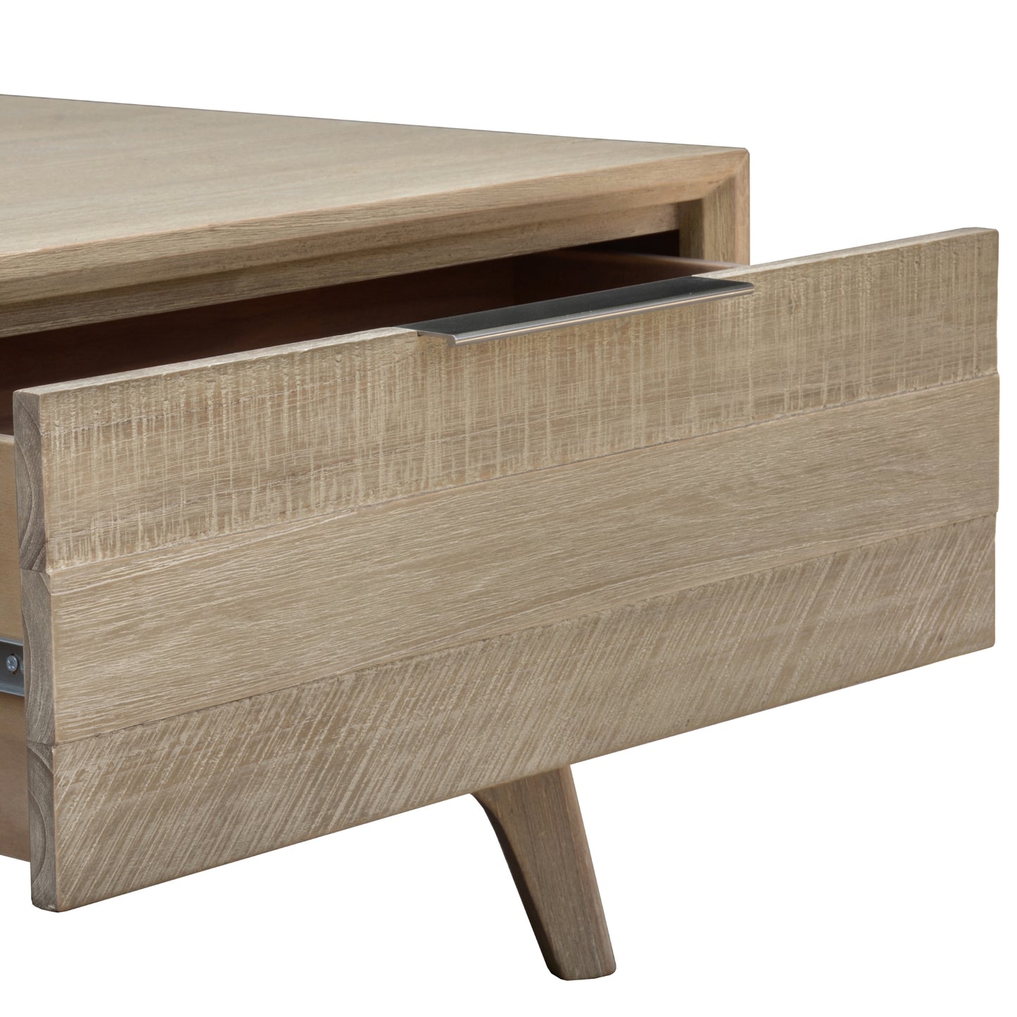 130Cm Coffee Table 2 Drawer Solid Acacia Timber Brushed Smoke