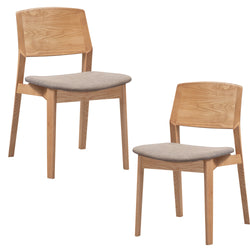 2Pc/4Pc Set Dining Chair Fabric Seat Scandinavian Solid Ash Wood Oak