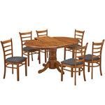 Dining Set Round Pedestral Table 4 Fabric Seat Chair