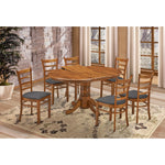 Dining Set Round Pedestral Table 4 Fabric Seat Chair