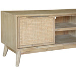 Entertainment Tv Unit 164Cm Solid Acacia Wood Rattan 2 Door -Brown