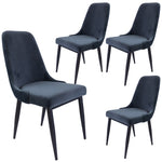 Dining Chair Set Of 4 Fabric Seat With Metal Frame