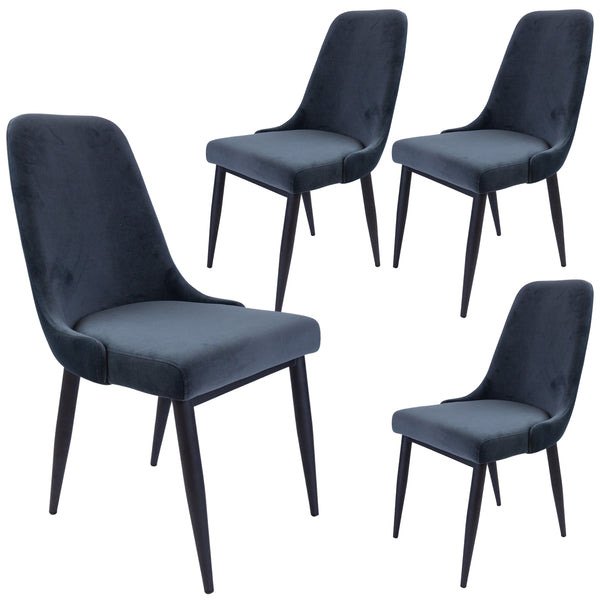  Dining Chair Set Of 4 Fabric Seat With Metal Frame