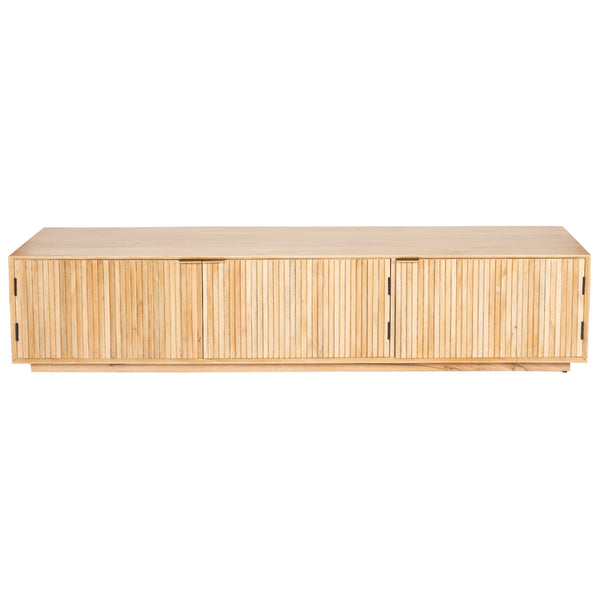  Entertainment Tv Unit 200Cm 3 Door Solid Mango Wood - Natural