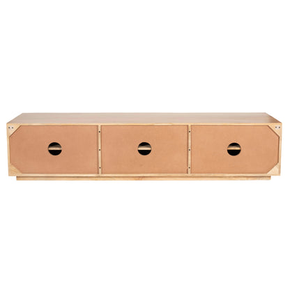 Entertainment Tv Unit 200Cm 3 Door Solid Mango Wood - Natural