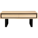 Coffee Table 120Cm 2 Drawers Solid Messmate Timber Wood - Natural
