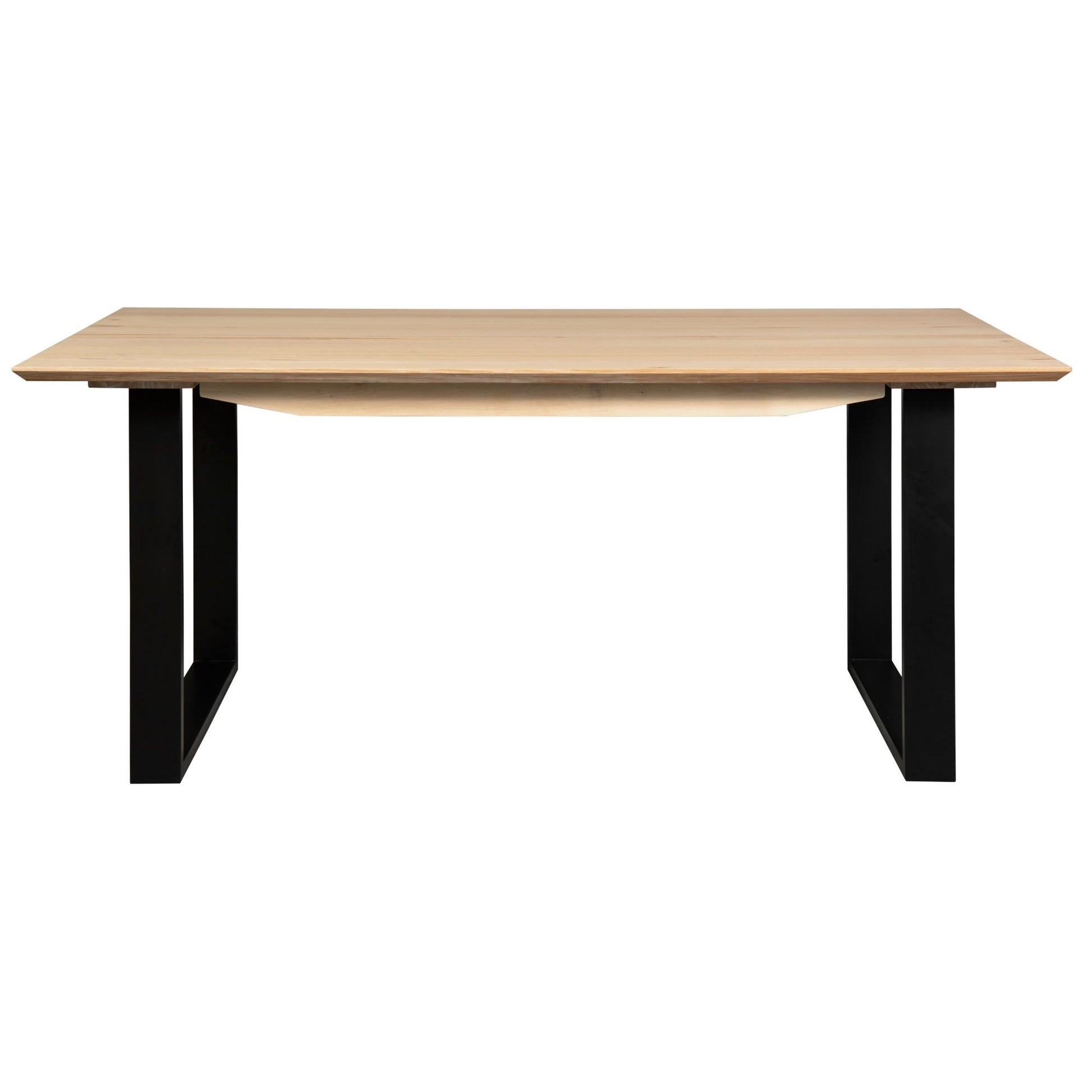 Dining Table 210Cm Solid Messmate Timber Wood Black Metal Leg - Natural