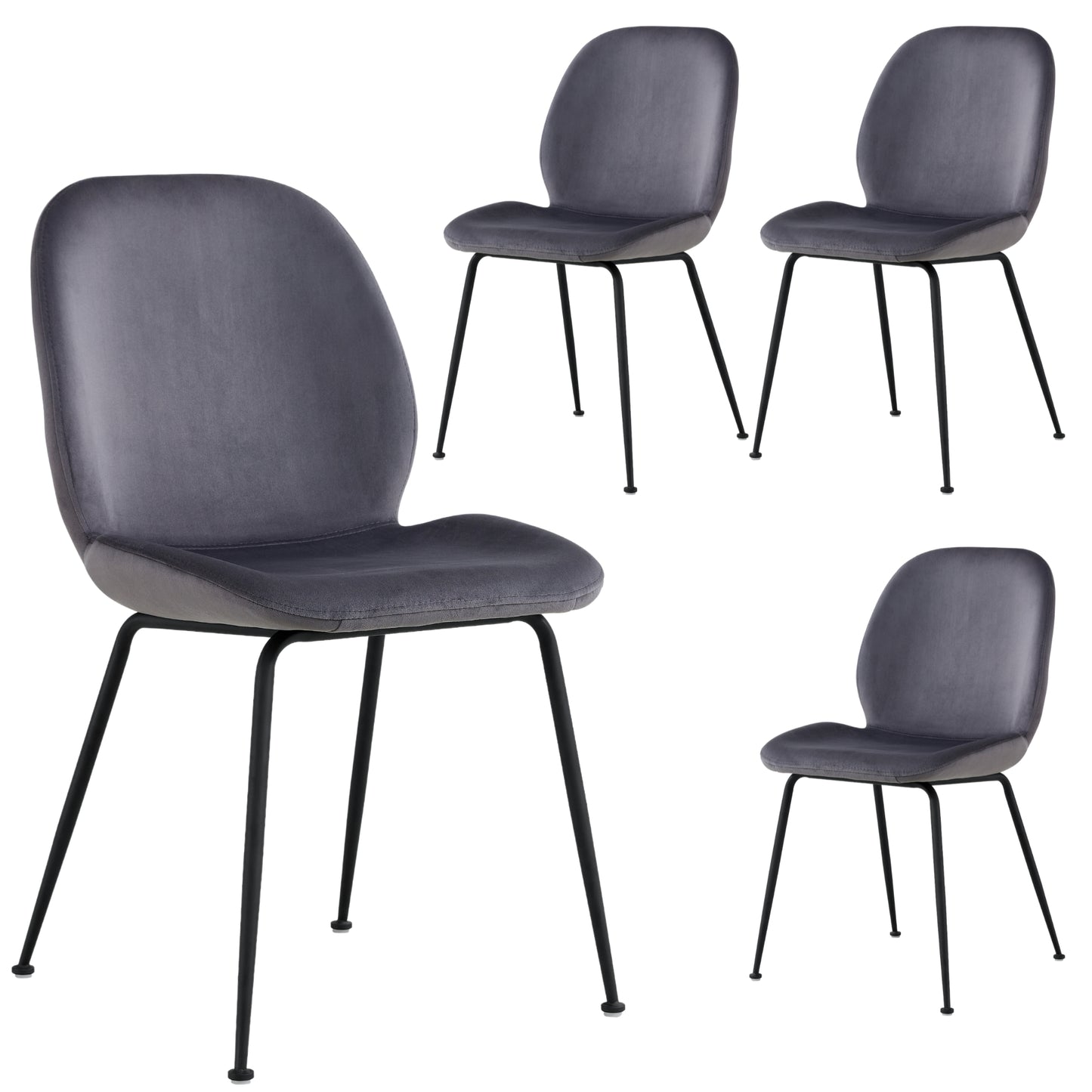 Dining Chair Fabric Seat With Metal Frame Charcoal/Grey
