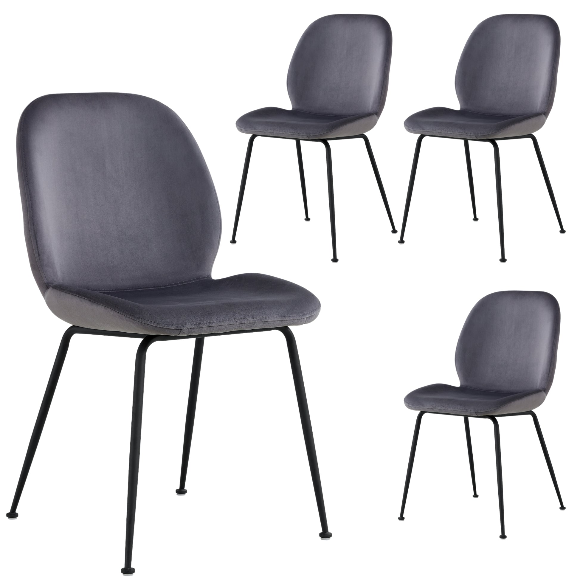Dining Chair Fabric Seat With Metal Frame Charcoal/Grey