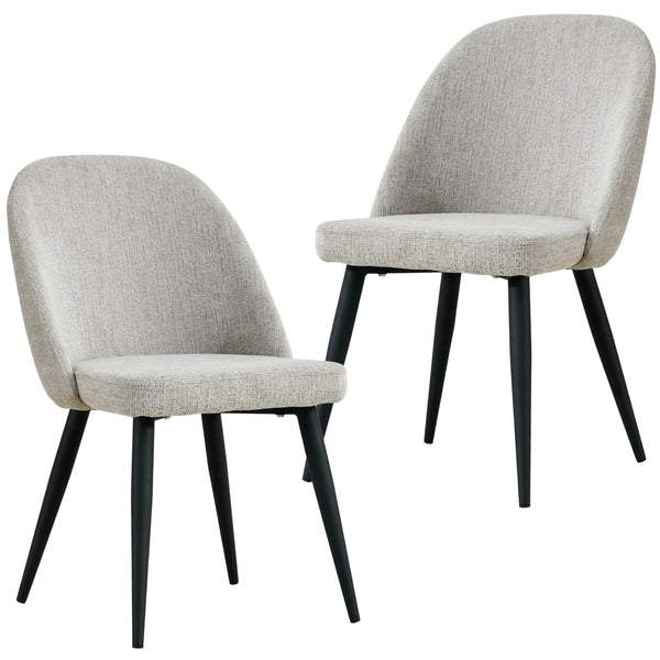  Dining Chair Set Of 2 Fabric Seat With Metal Frame - Quartz
