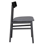 Dining Chair Set Of 2 Solid Oak Wood Fabric Seat Furniture - Black
