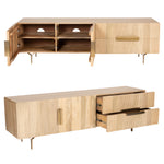 Entertainment Tv Unit 180Cm 3 Door 2 Drawer Solid Mango Wood - Natural