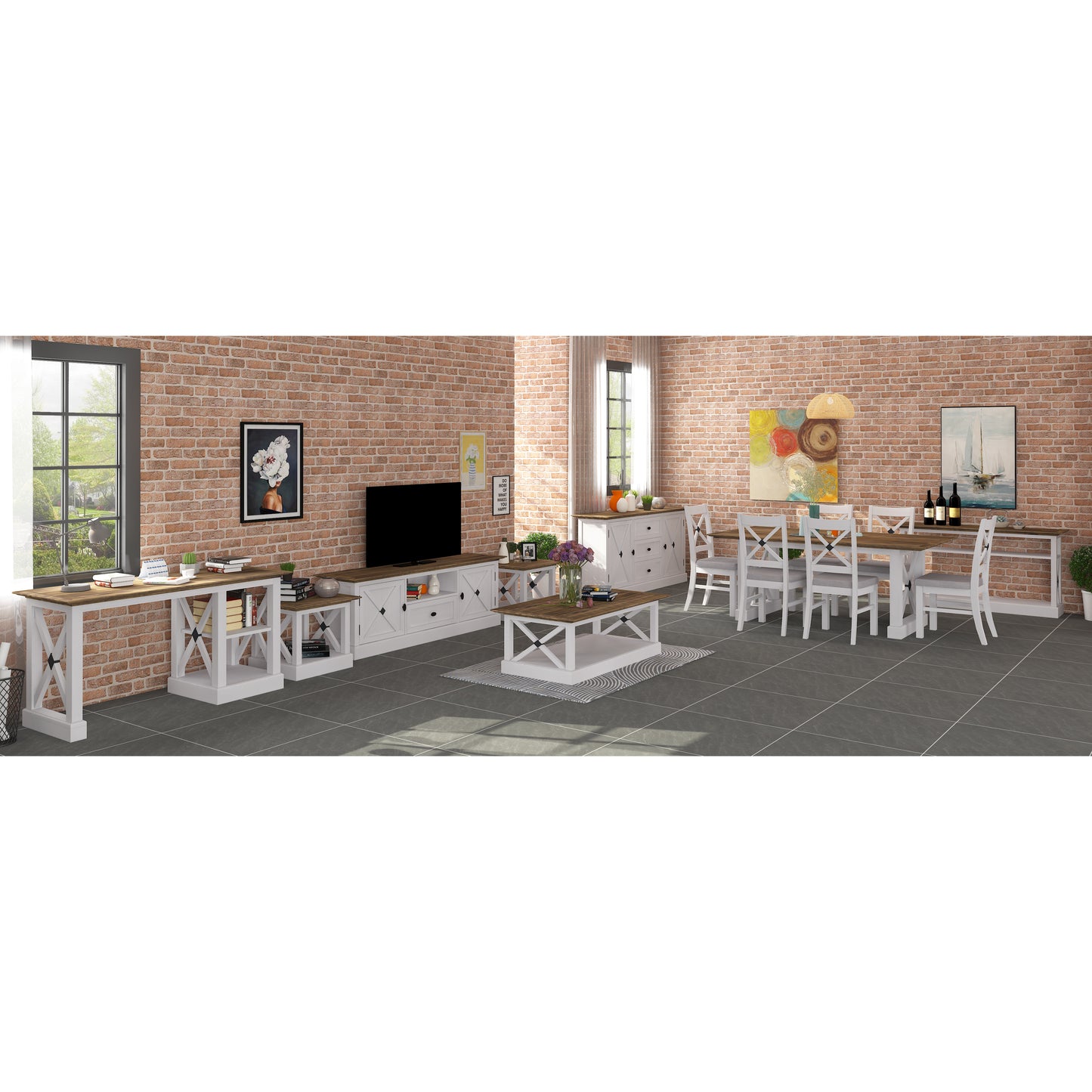 Study Computer Desk 150Cm Office Executive Table Pine Wood - Grey