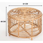 61Cm Rattan Round Side Table - Natural