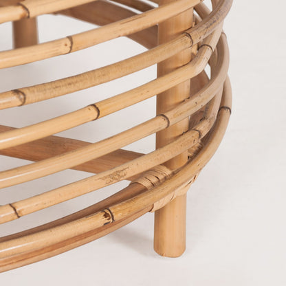 61Cm Rattan Round Side Table - Natural