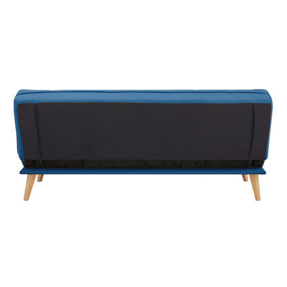3 Seater Sofa Queen Bed Fabric Uplholstered Lounge Couch - Blue/Grey