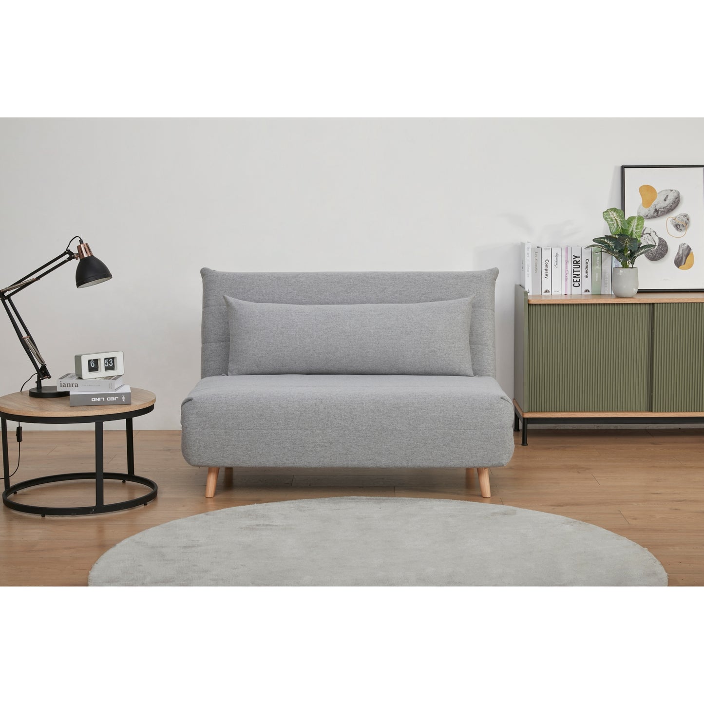 2 Seater Sofa Futon Bed Love Seat Fabric Lounge Couch - Grey
