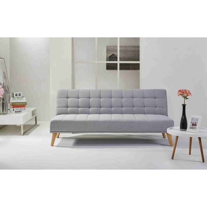 3 Seater Sofa Futon Bed Fabric Lounge Couch - Grey/Beige