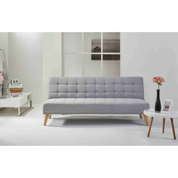 3 Seater Sofa Futon Bed Fabric Lounge Couch - Grey/Beige