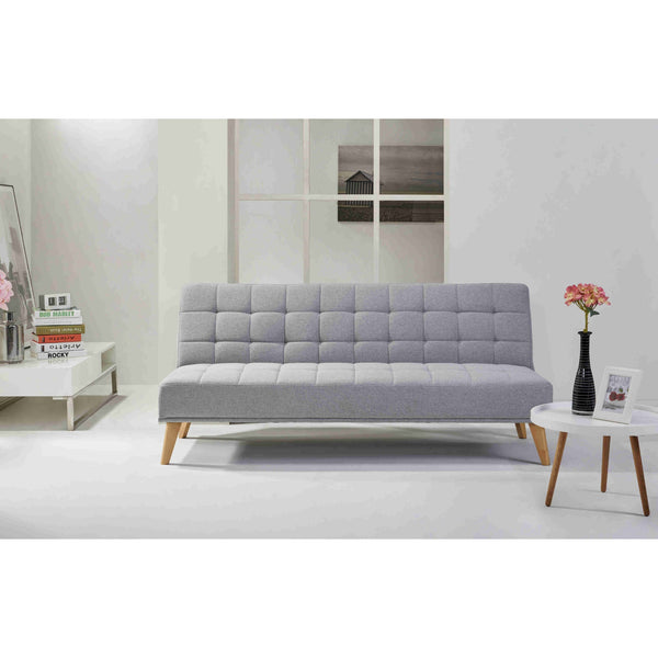  3 Seater Sofa Futon Bed Fabric Lounge Couch - Grey/Beige