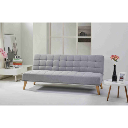 3 Seater Sofa Futon Bed Fabric Lounge Couch - Grey/Beige