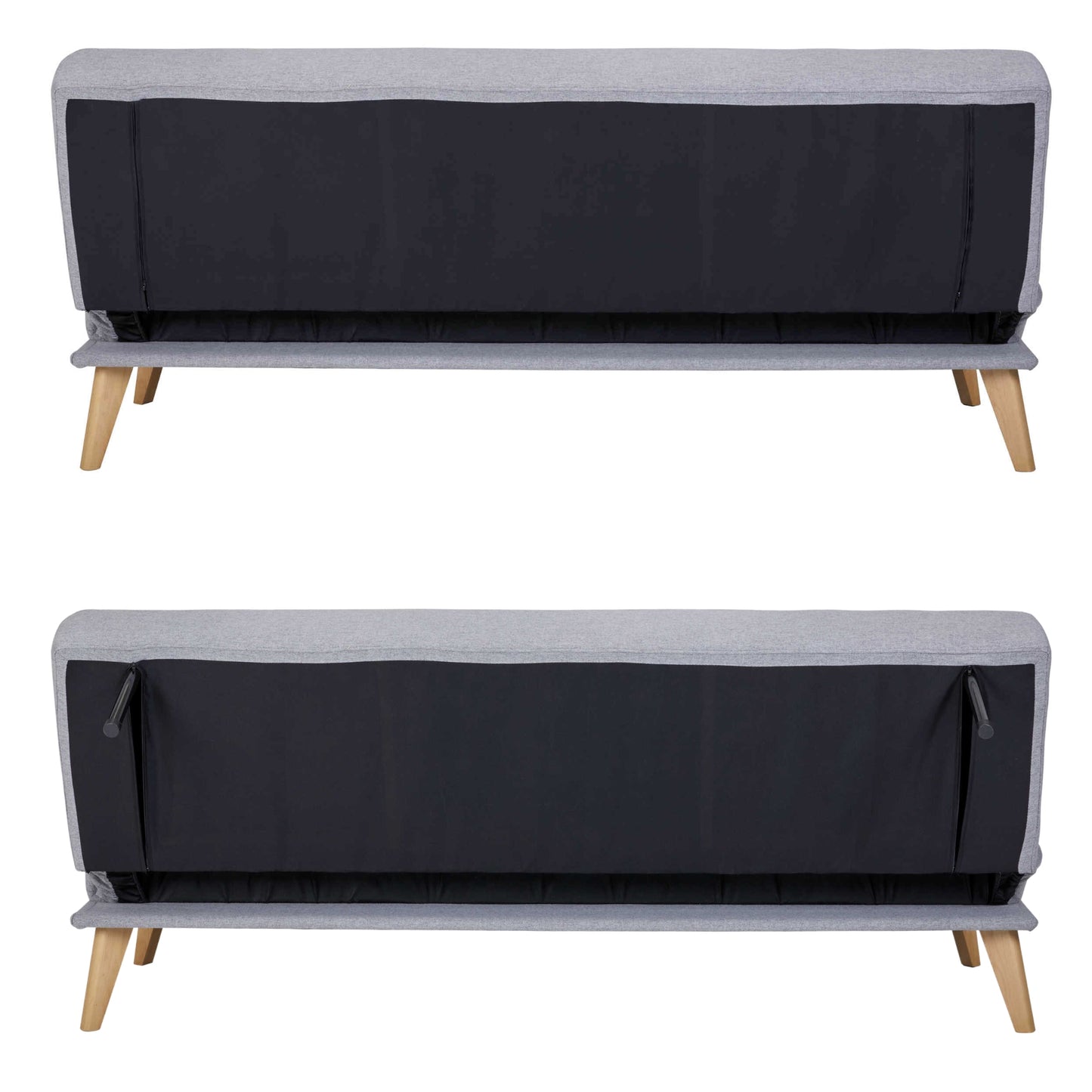 3 Seater Sofa Futon Bed Fabric Lounge Couch - Grey/Beige