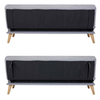 3 Seater Sofa Futon Bed Fabric Lounge Couch - Grey/Beige
