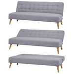 3 Seater Sofa Futon Bed Fabric Lounge Couch - Grey/Beige