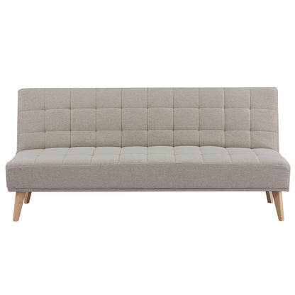 3 Seater Sofa Futon Bed Fabric Lounge Couch - Grey/Beige