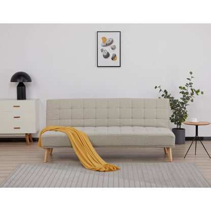 3 Seater Sofa Futon Bed Fabric Lounge Couch - Grey/Beige