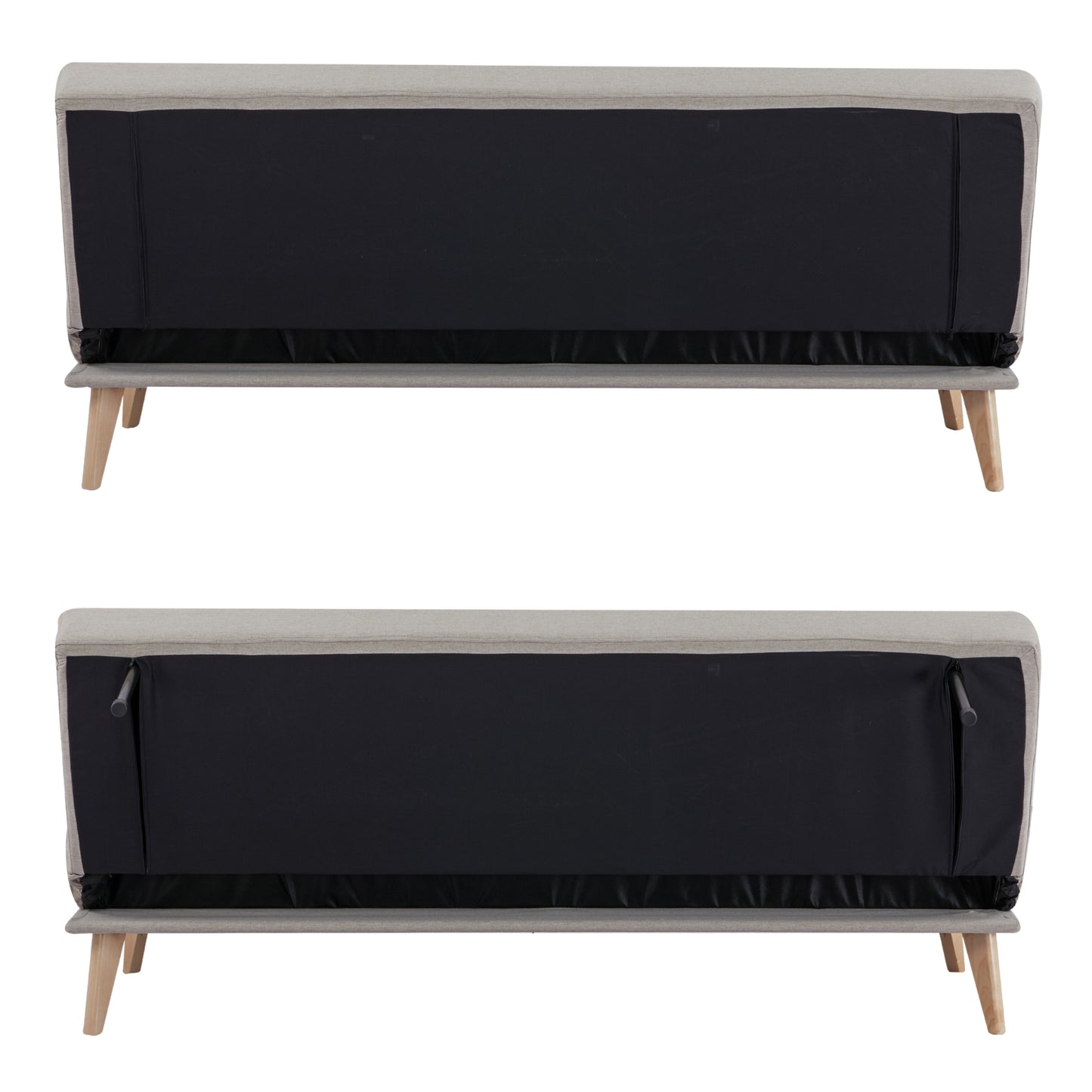 3 Seater Sofa Futon Bed Fabric Lounge Couch - Grey/Beige