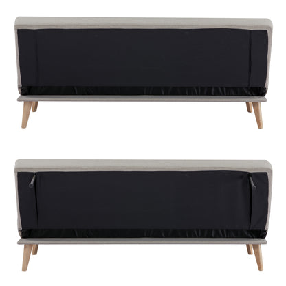 3 Seater Sofa Futon Bed Fabric Lounge Couch - Grey/Beige