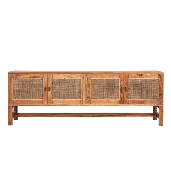  Entertainment Tv Unit 160Cm 4 Door Mindi Wood Rattan - Brown