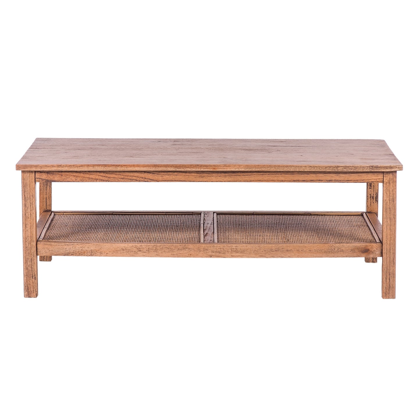 Coffee Table 110Cm Mindi Timber Wood Rattan Weave - Brown