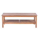 Coffee Table 110Cm Mindi Timber Wood Rattan Weave - Brown