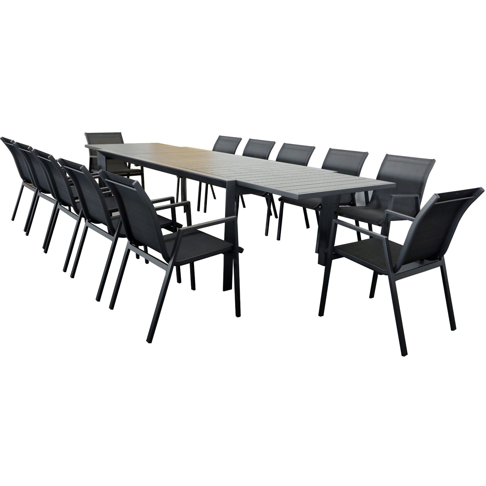 230-345Cm Aluminium Outdoor Extensible Dining Table Charcoal