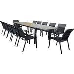 230-345Cm Aluminium Outdoor Extensible Dining Table Charcoal