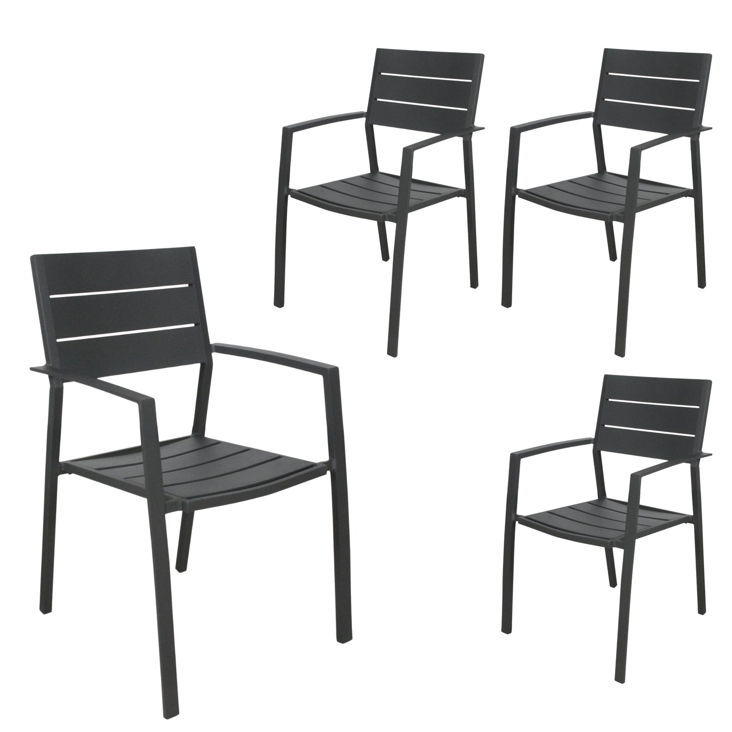 9Pc 200Cm Outdoor Trestle Dining Table Chair Set Grey/White - Gunmetal