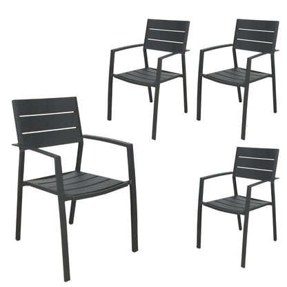 9Pc 200Cm Outdoor Trestle Dining Table Chair Set Grey/White - Gunmetal