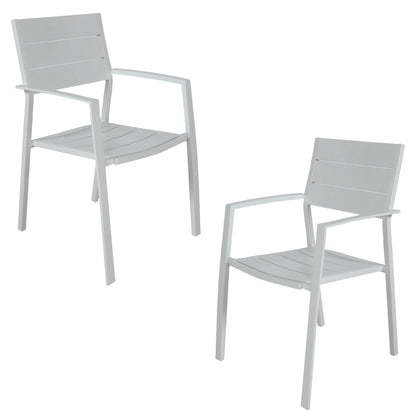 9Pc 200Cm Outdoor Trestle Dining Table Chair Set Grey/White - Gunmetal
